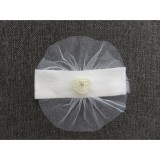 Bm Törtfehér, szívecskés, köves kislány hajpánt (0-6 hó)