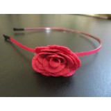 Bm Virágos kislány hajpánt/hajráf - sötét rózsaszín