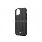 BMW iPhone 11 csíkos fekete kemény bőrtok (BMHCN61POCBK)