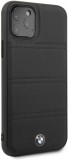 BMW iPhone 11 Pro Max BMHCN65PELBK vízszintesen csíkozott fekete kemény bőrtok