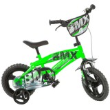 BMX 12” gyerek bicikli oldalkerekekkel zöld-fekete színben – Dino Bikes kerékpár