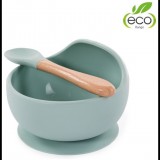 Bo Jungle szilikon tál tapadókoronggal és kanállal - türkizkék (5407010490978)