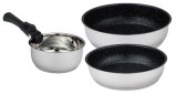 Bohmann BH-7924 Ezüstszínű márvány bevonatú serpenyő- és szószosedény készlet levehető nyéllel
