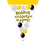 Boldog születésnapot elegáns lufis party zászlófüzér