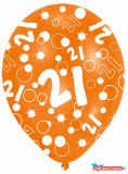 Boldog Születésnapot Happy Birthday 21 Orange léggömb, lufi 6 db-os 11 inch (27,5cm)