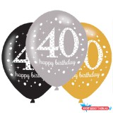 Boldog Születésnapot Happy Birthday 40 Gold léggömb, lufi 6 db-os 11 inch (27,5 cm)