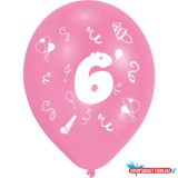 Boldog Születésnapot Happy Birthday 6 Ribbon léggömb, lufi 8 db-os 10 inch (25,4cm)