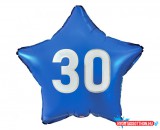 Boldog Születésnapot Kék Happy Birthday 30 Blue csillag fólia lufi 44 cm