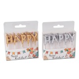 Bontoys Happy Birthday fémes csillogású torta gyertya - többféle