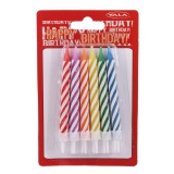 Bontoys Színes, születésnapi spirál gyertya tartóval, 12 darab