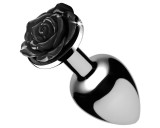 Booty Sparks Black Rose - alumínium anál plug (ezüst-fekete)