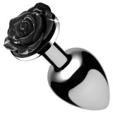 Booty Sparks Black Rose - alumínium anál plug (ezüst-fekete)