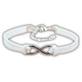 Bőr végtelen jeles karkötő (fehér)