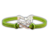 Bőr végtelen jeles karkötő (zöld)