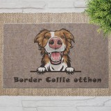 Border Collie kutyás lábtörlő barna háttérrel (60 x 40 x 0,2 cm)