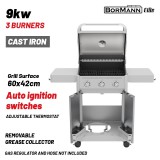 BORMANN ELITE Gázgrill 3 égős, öntöttvas grillráccsal(BBQ7030)