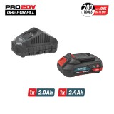 BORMANN Pro Akkumulátor és töltő készlet BORMANN Pro 20 V gépekhez, 2 Ah akkuval, 2,4 A töltővel (BBP9920)