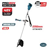 BORMANN Pro Akkus fűkasza 40 V, szénkefe nélküli motorral, 350 mm damilfejes vágással, akku és töltő nélkül (BBP4600)