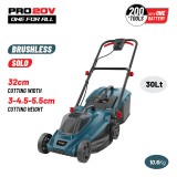 BORMANN Pro Akkus fűnyíró 20 V, 32 cm vágásszélességgel, 30 literes fűgyűjtővel, akku és töltő nélkül (BBP4160)