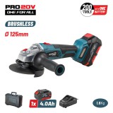 BORMANN Pro Akkus sarokcsiszoló 20 V, 125 mm, 4 Ah akkuval és töltővel (BBP5130)