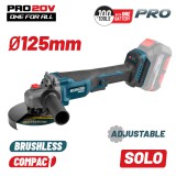 BORMANN Pro Akkus sarokcsiszoló szénkefe nélküli, változtatható fordulatszám 20V, Li-ion, 125 mm, 0-7000rpm, csak gép (BBP3650)