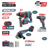 BORMANN Pro Akkus szerszámkészlet 20 V, 3 gépes, 2 × 4 Ah akkuval és MEGA STACK kofferrel (BBP5436X44T3CA)