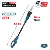 BORMANN Pro Akkus teleszkópos ágvágó fűrész kofferben 20 V, 20 cm vezetőlemezzel, akku és töltő nélkül (BBP4220)