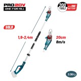 BORMANN Pro Akkus teleszkópos ágvágó láncfűrész 20 V, 20 cm Oregon vezetőlappal, akku és töltő nélkül) (BBP4200)