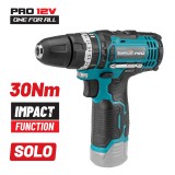BORMANN Pro Akkus ütvefúró-csavarozó 12 V, 25 Nm, akku és töltő nélkül (BBP2200)