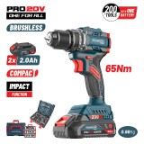 BORMANN PRO Akkus ütvefúró-csavarozó 20 V, szénkefe nélküli, 2×2 Ah akkuval és töltővel (BBP5401X22CA)