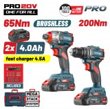 BORMANN Pro BBP5431X44T2CA AKKUS ÜTVEFÚRÓ ÉS ÜTVECSAVAROZÓ készlet, SZÉNKEFEMENTES (BBP5431X44T2CA)