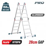 BORMANN Pro Létra többcélú csuklós kivitelben, 4 × 4 fokos, 4,68 m, 150 kg (BHL5050)