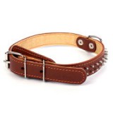 Bőrnyakörv COLLAR tüskés, kétsoros 38 - 50cm, barna