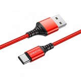 Borofone BX54 Type-C - USB-A textil bevonatú kábel 1m piros-fekete (1375735) (Borofone1375735) - Adatkábel