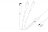 BOROFONE BX71 3IN1 LIGHTNING - TYPE-C - MICRO USB KÁBEL 1 MÉTER FEHÉR