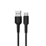 Borofone X16 USB-A apa - USB-C apa Adat és töltő kábel - Fekete (1m) (BX16UBK)