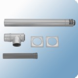Bosch 100/150 mm-es vízszintes elvezetőkészlet, T-idom vizsgálónyílással, 80/125 - 100/150 mm-es adapterrel, L=1205 mm (AZB 632/2)