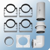 Bosch 80/125 mm-es égéstermék-elvezető készlet falon kívüli függőleges elvezetéshez, L=350 mm (AZB 617/2)