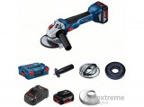 Bosch Professional GWS 18V-10 akkus sarokcsiszoló, 2 Li-Ion akkumulátorral, 18 V, 5 Ah, 125 mm, kefe nélküli motor