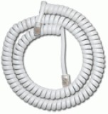 Brand Telefon kézibeszélő zsinór 3,6m fehér Szerelt. rugós, spirális kábel, 3.6 m, fehér, 4P4C csatlakozó dugók.