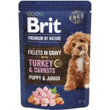 Brit Premium Dog Puppy alutasak Fillets in Gravy Turkey & Carrots 85 g | Alutasakos kutyaeledel