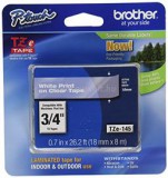 Brother Festékszalag TZe-145, Átlátszó alapon Fehér, Laminált, 18mm  0.7", 8 méter (TZE145)