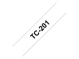 Brother TC-201 (12mm) - 7.7m fehér alapon fekete eredeti öntapadó P-Touch szalag