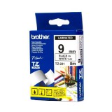 Brother TZE-221 laminált P-touch szalag (9mm) Black on White - 8m TZE221