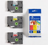 Brother TZE-31M3 laminált P-touch szalag (12mm) Black on Red/Yellow/White - 8m TZE31M3