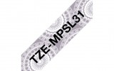 Brother TZe-MPSL31 laminált P-touch szalag (12mm) Black on Silver Lace Pattern - 4m TZEMPSL31