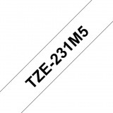 Brother TZE231 LAMINATED TAPES 12MM 8M BLACK ON WHITE BACKGROUND (5 PAC (TZE231M5)