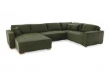 Budapesti Kárpitos Brisse U-alakú ülőgarnitúra - kordhatású sötétzöld