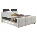 Budapesti Kárpitos Gina boxspring ágy - 180 cm - sötétszürke/fehér