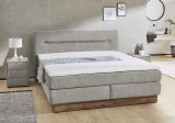 Budapesti Kárpitos Nika max boxspring ágy ( 180 x 200 cm) - zsenília hatású szürke / flagstaff tölgy